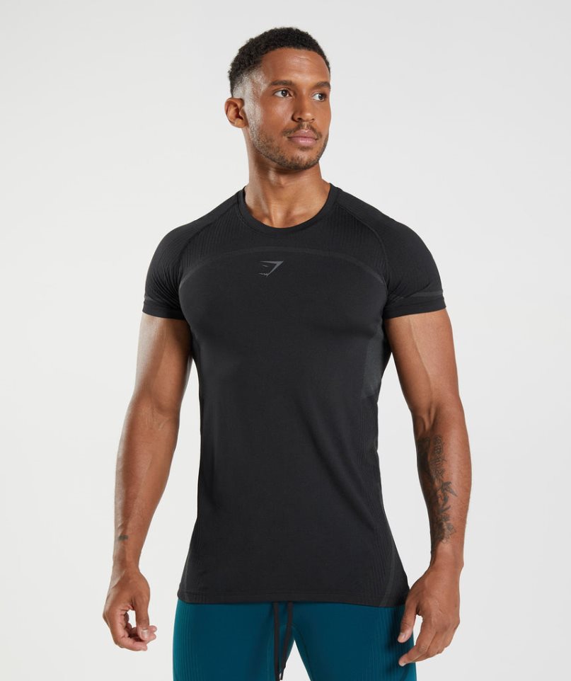 Men\'s Gymshark 315 Seamless T-Shirts Black | NZ 7FPLUW